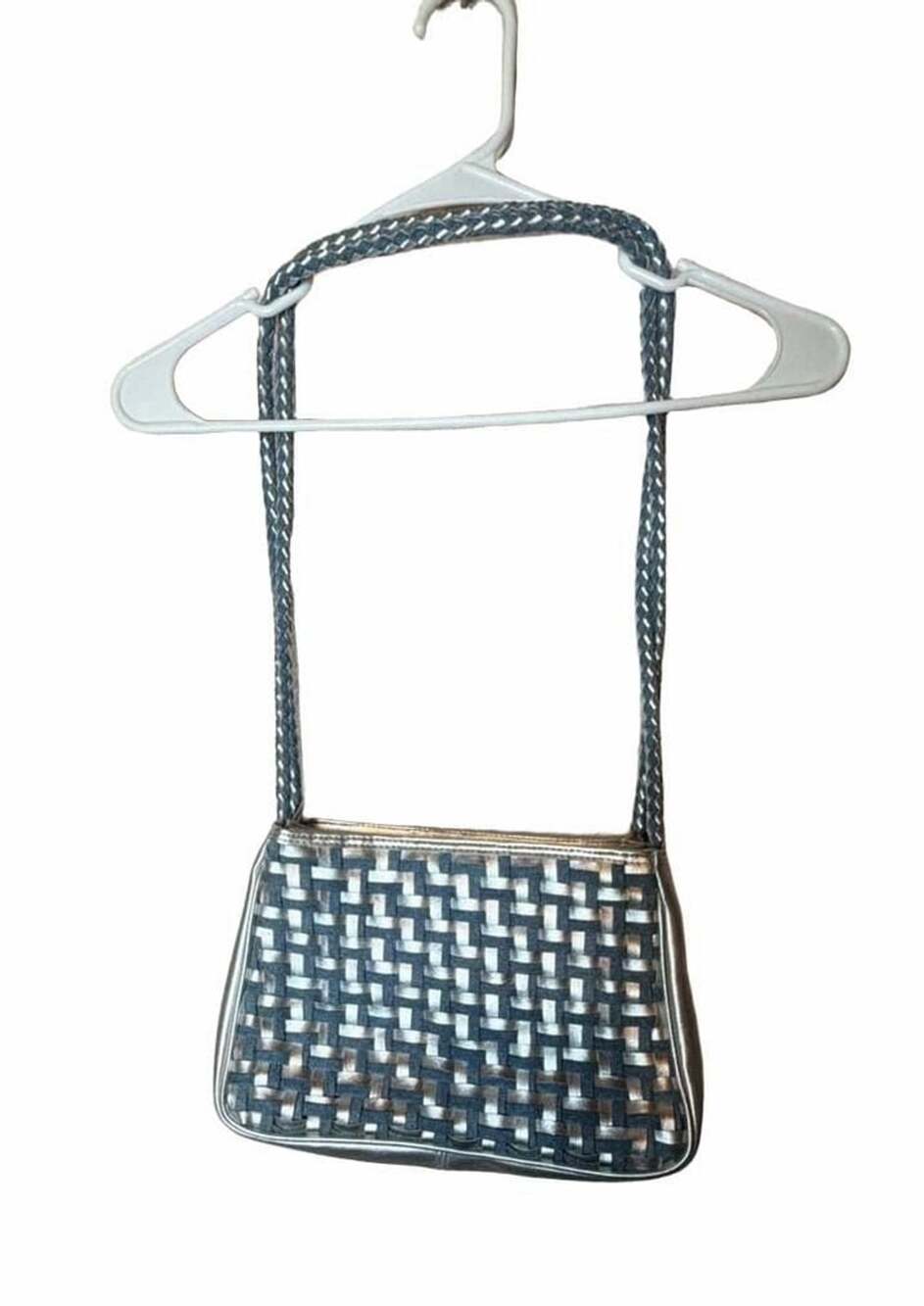 Warren Reed Woven Silver Shoulder Bag Purse